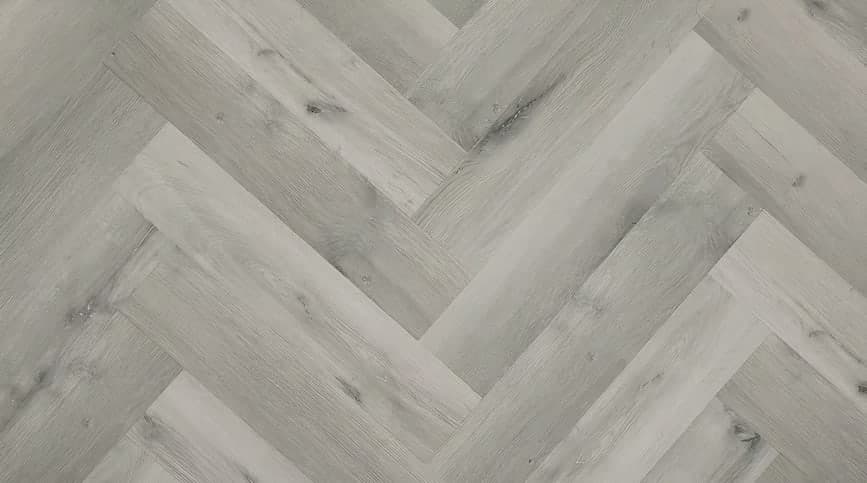 Herringbone SPC flooring sample grey