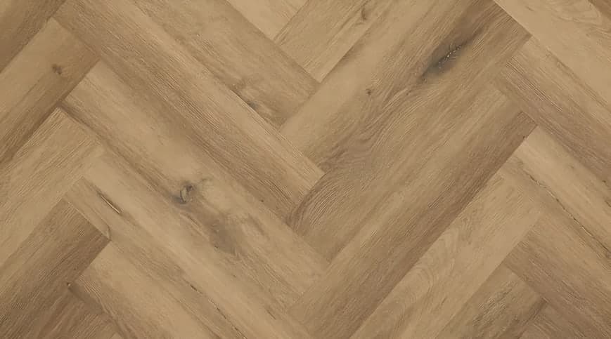 Herringbone SPC flooring sample gazlenut