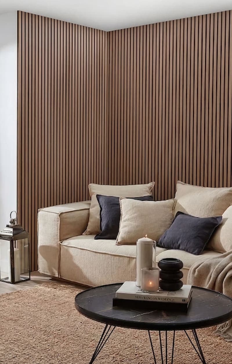 Modern charcoal gray wall fluted panels and louvers in Delhi NCR - Goals Floors Collection
