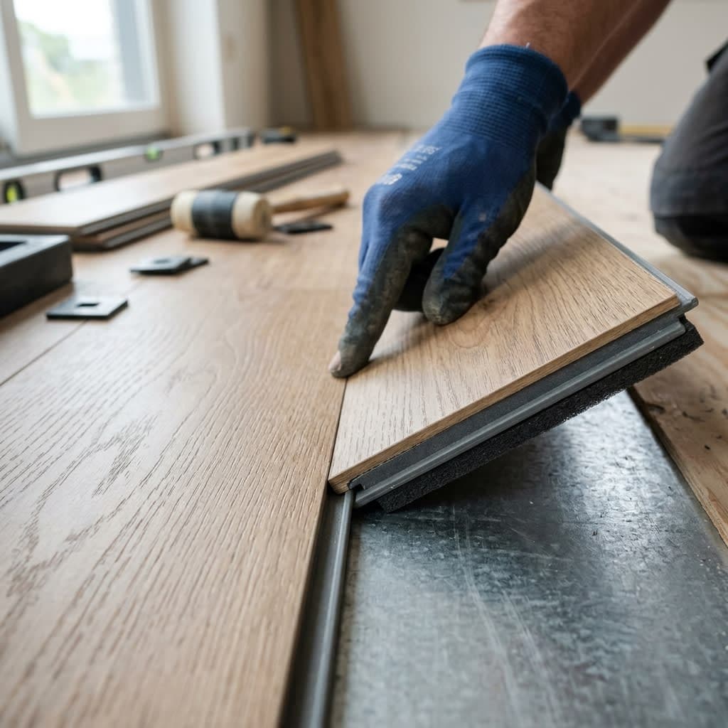 Click Lock Waterproof Hybrid Flooring Installation System