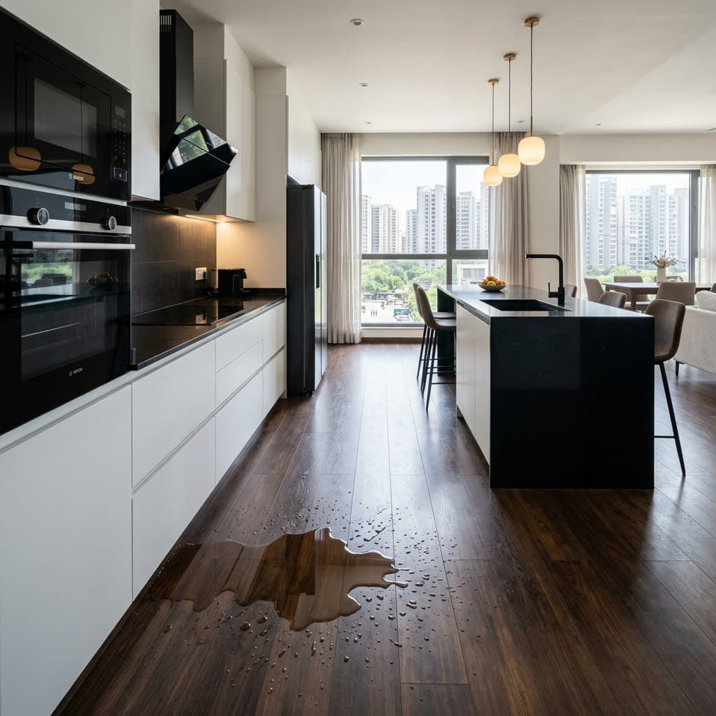 Waterproof Hybrid Flooring Installation in Gurgaon Kitchen