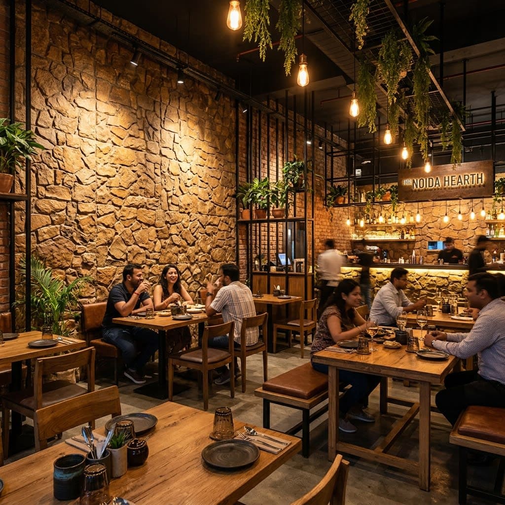Restaurant Interior Accent Wall with Artificial Stone Noida