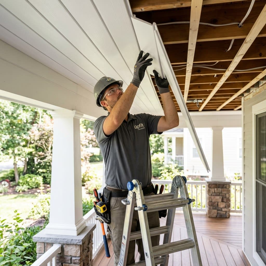 Interlocking Installation Process of Upfit Panels on Porch Ceiling