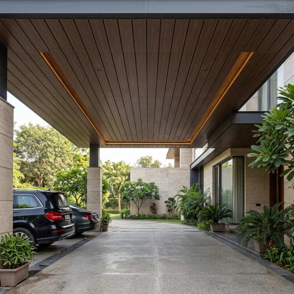 Premium Outdoor Driveway Ceiling in Gurgaon Residence with Upfit