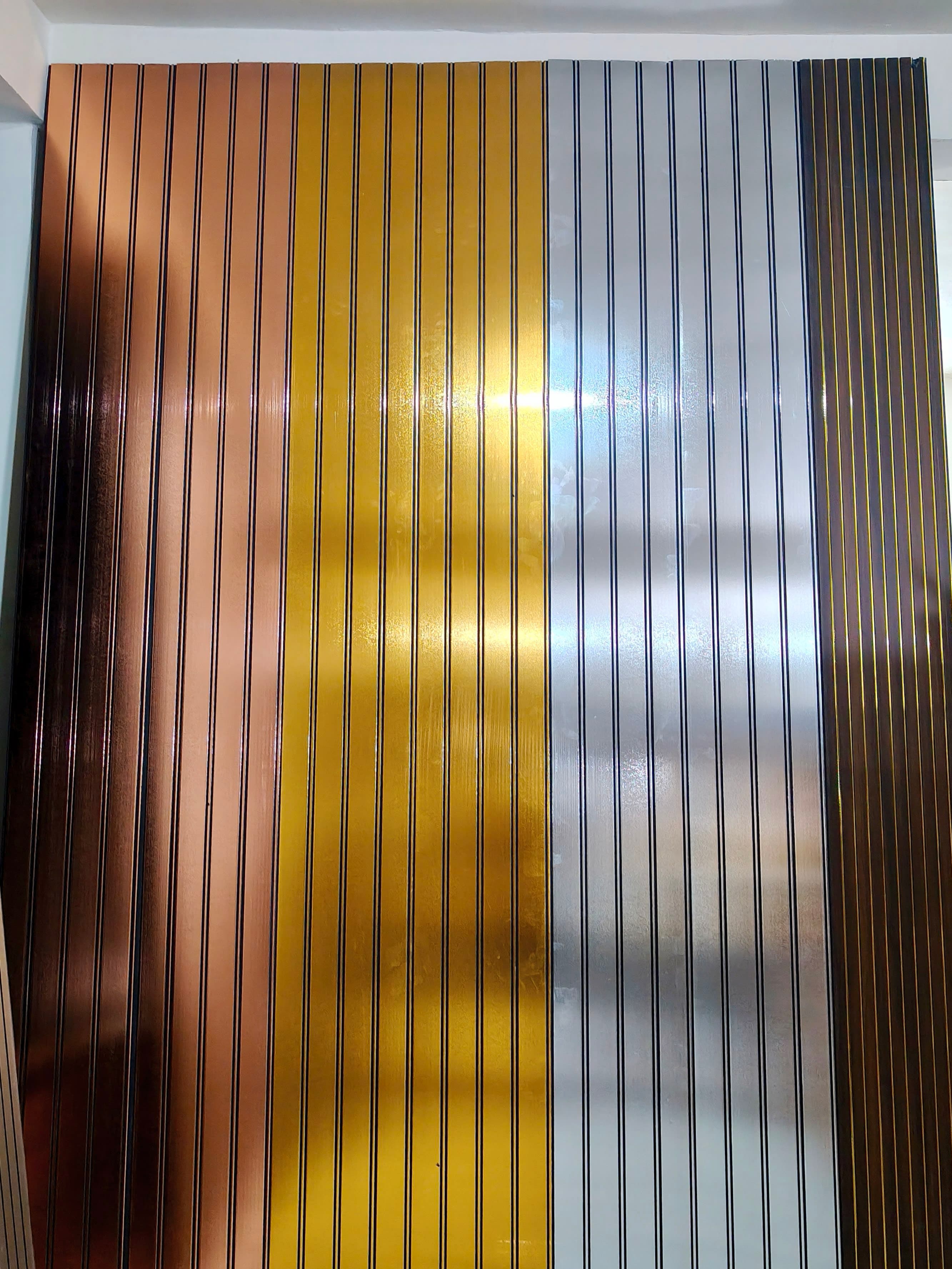 12 inch gold metallic fluted wall panel design for TV wall India