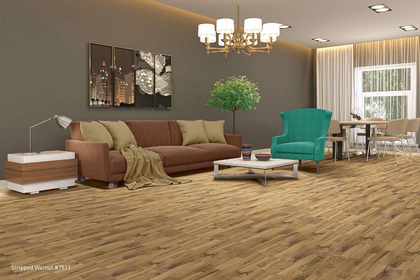 Premium Walnut Color Laminate Flooring Finish