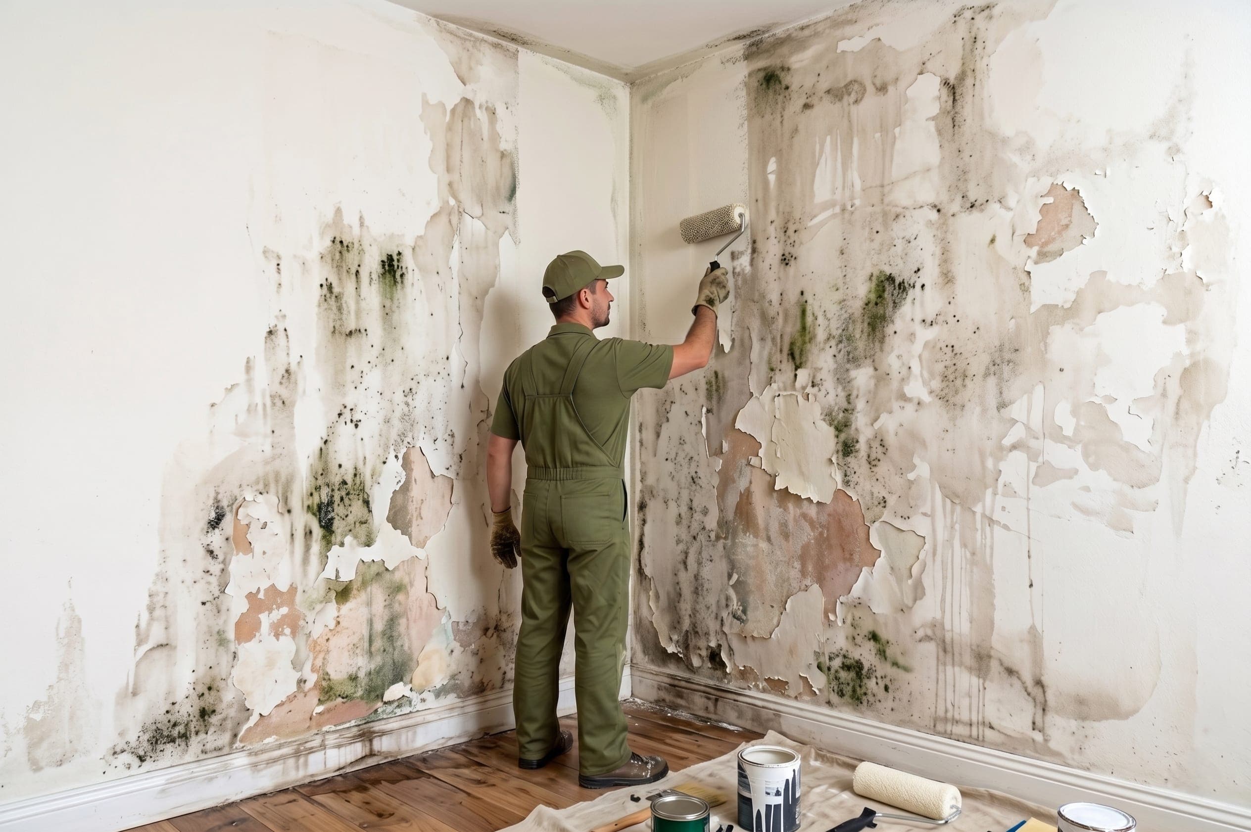 Before PVC wall panel moisture wall treatment