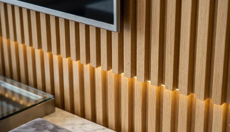 Close up texture of WPC fluted premium wall panels gurugram