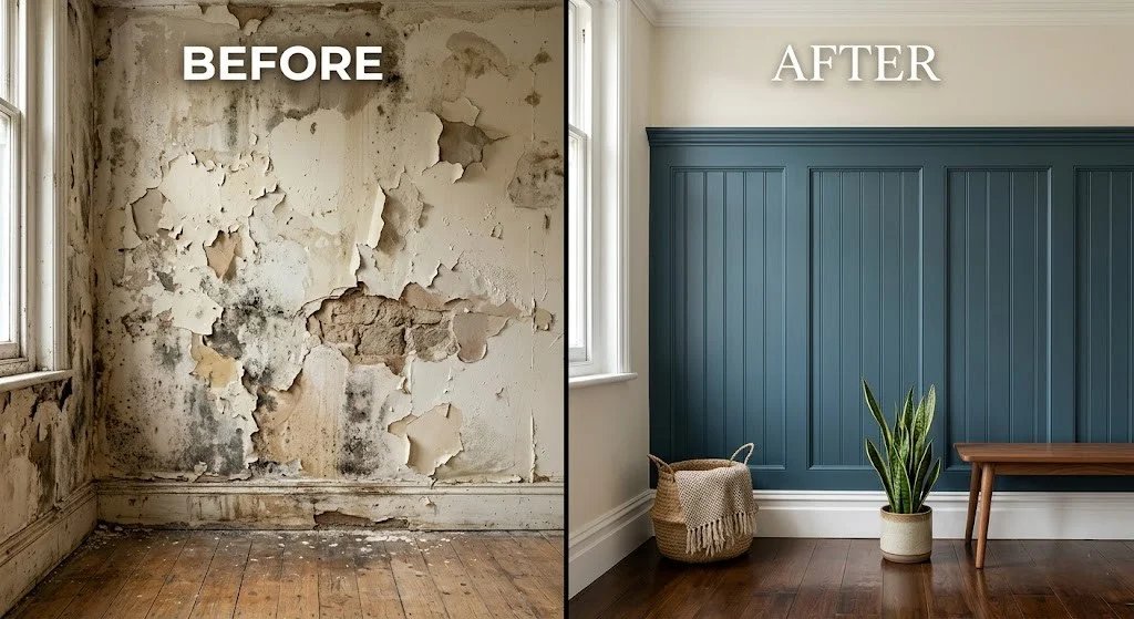 before-and-after-wall-panel-installation-for-damp-walls"