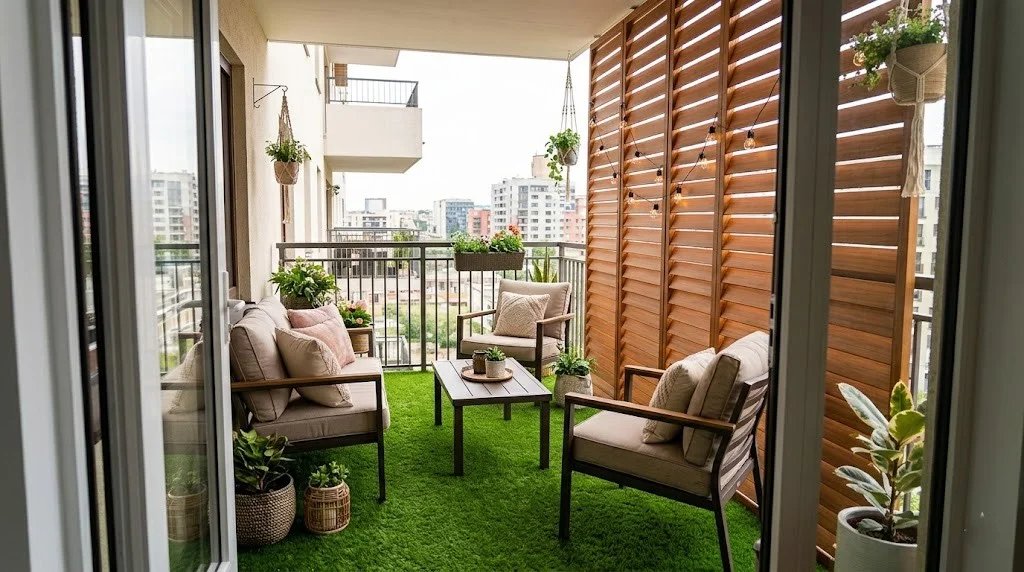 artificial-grass-with-wpc-timber-tube-balcony-design